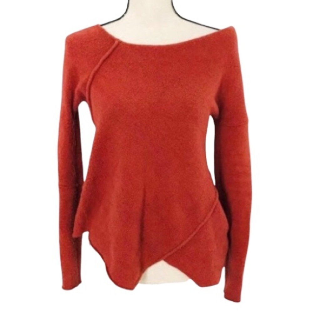 Free People Orange Asymmetric Sweater Size Small
